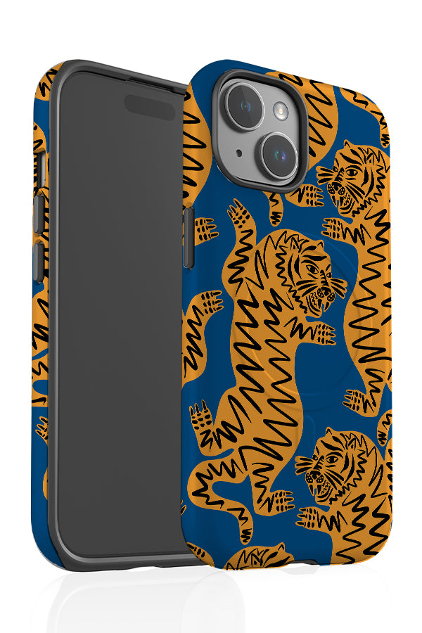 Abstract Tiger MagSafe Phone Case (Blue & Yellow) | Harper & Blake