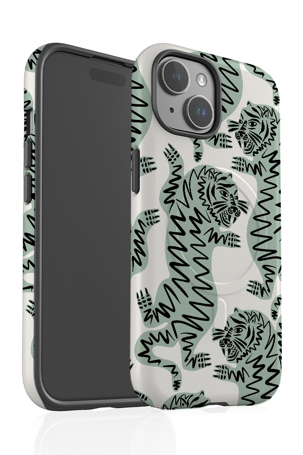 Abstract Tiger MagSafe Phone Case (Off White & Mint) | Harper & Blake