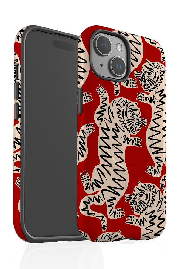 Abstract Tiger MagSafe Phone Case (Red & Off White) | Harper & Blake