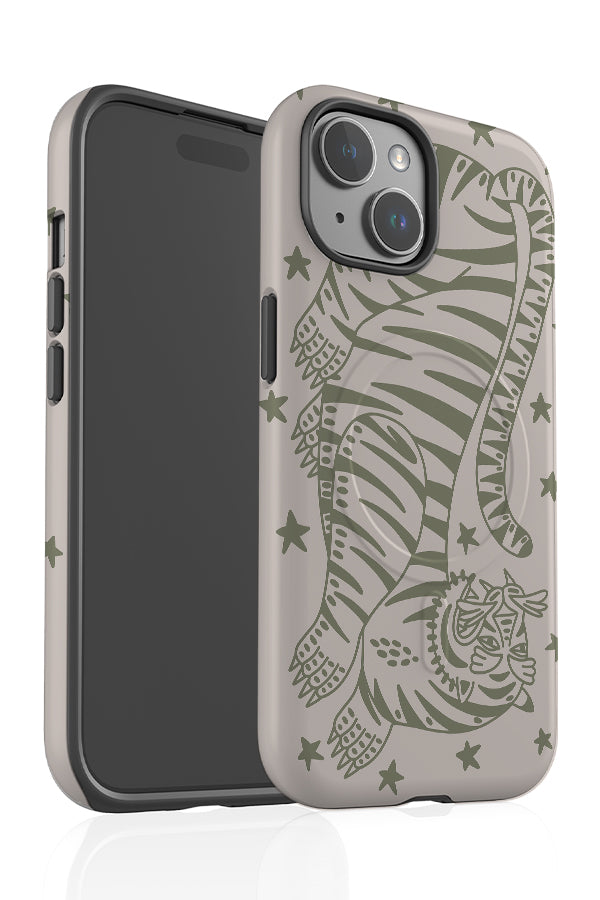 Bold Tiger MagSafe Phone Case (Linen Moss Green) | Harper & Blake