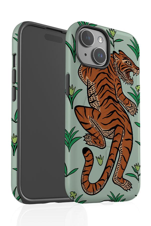 Tiger & Plants MagSafe Phone Case (Mint) | Harper & Blake