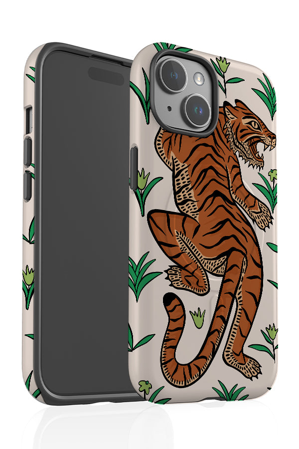 Tiger & Plants MagSafe Phone Case (Off-White) | Harper & Blake