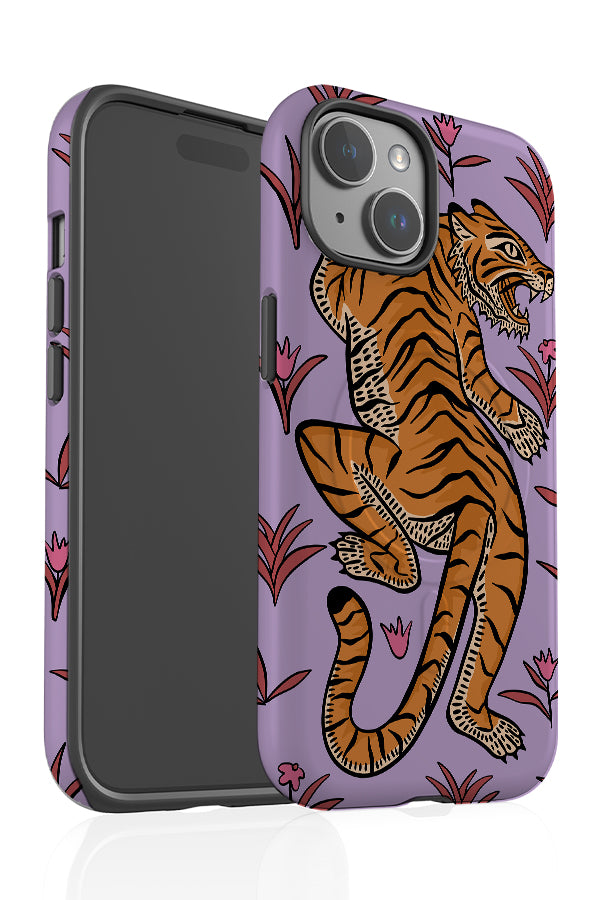 Tiger & Plants MagSafe Phone Case (Purple) | Harper & Blake