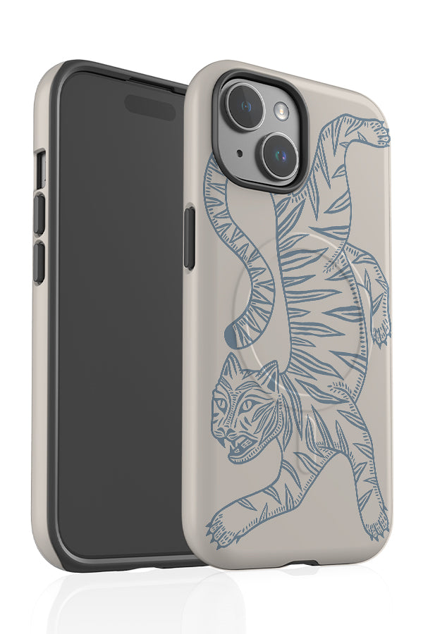 Two Tone Tiger MagSafe Phone Case (Dusty Blue) | Harper & Blake