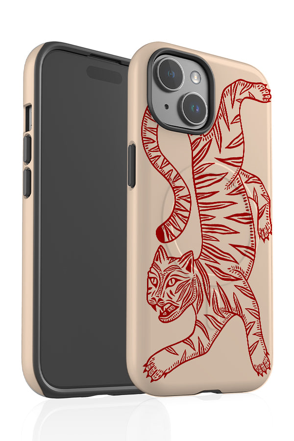 Two Tone Tiger MagSafe Phone Case (Red & Off White) | Harper & Blake