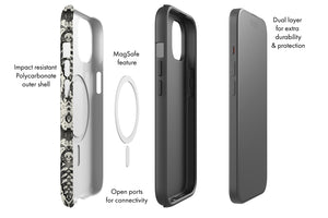 Skull Moth Damask By Rebecca Elfast MagSafe Phone Case (Monochrome) | Harper & Blake