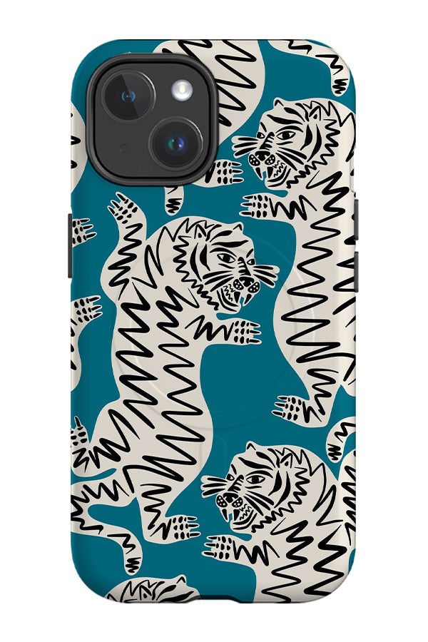 Abstract Tiger MagSafe Phone Case (Beige Blue) | Harper & Blake