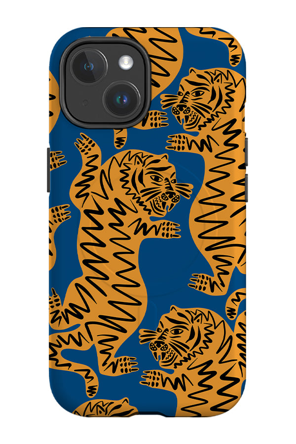 Abstract Tiger MagSafe Phone Case (Blue & Yellow) | Harper & Blake