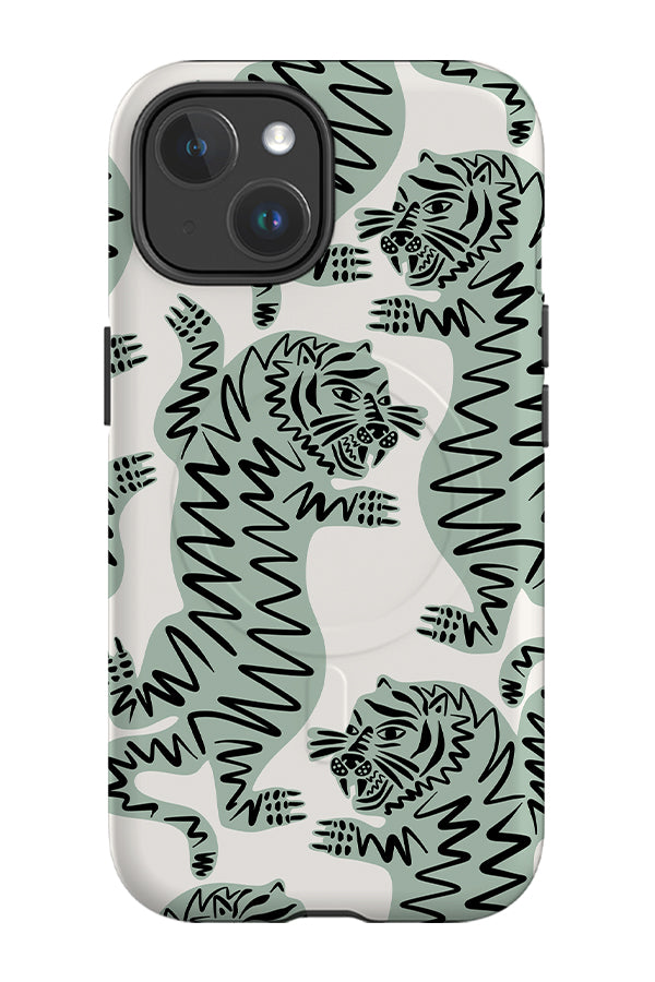 Abstract Tiger MagSafe Phone Case (Off White & Mint) | Harper & Blake