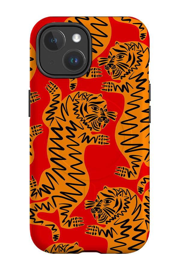 Abstract Tiger MagSafe Phone Case (Red & Yellow) | Harper & Blake
