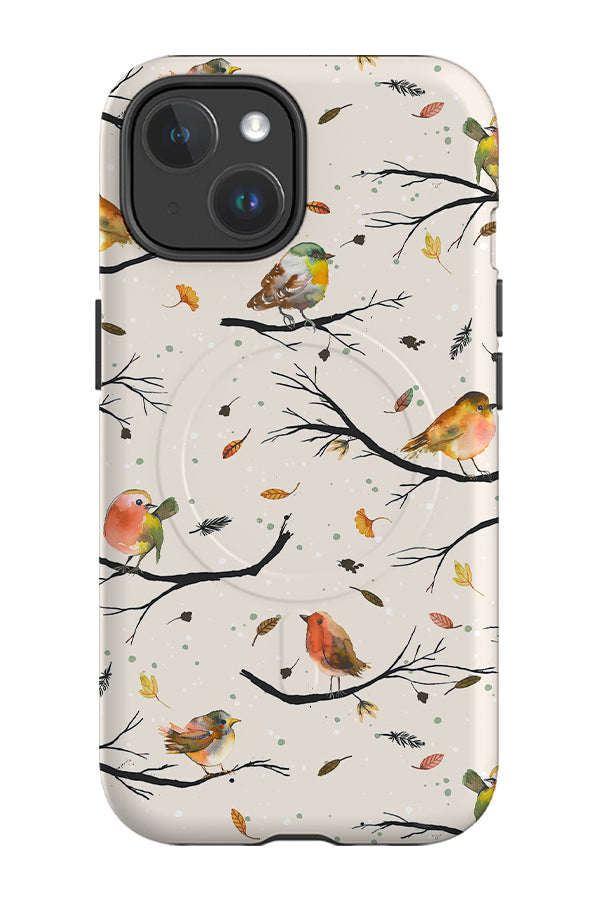 Bird Branches Autumn By Ninola Design MagSafe Phone Case (Beige) | Harper & Blake