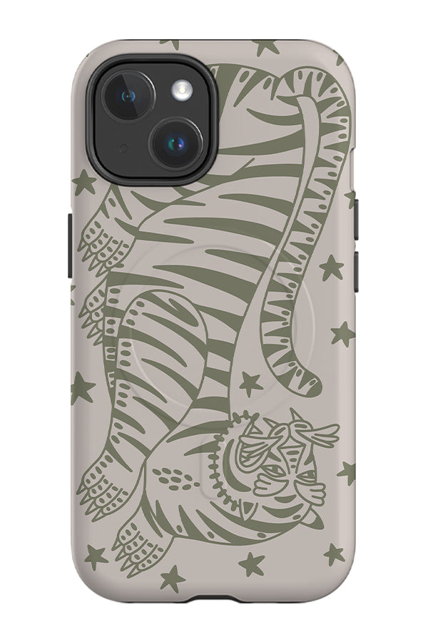 Bold Tiger MagSafe Phone Case (Linen Moss Green) | Harper & Blake