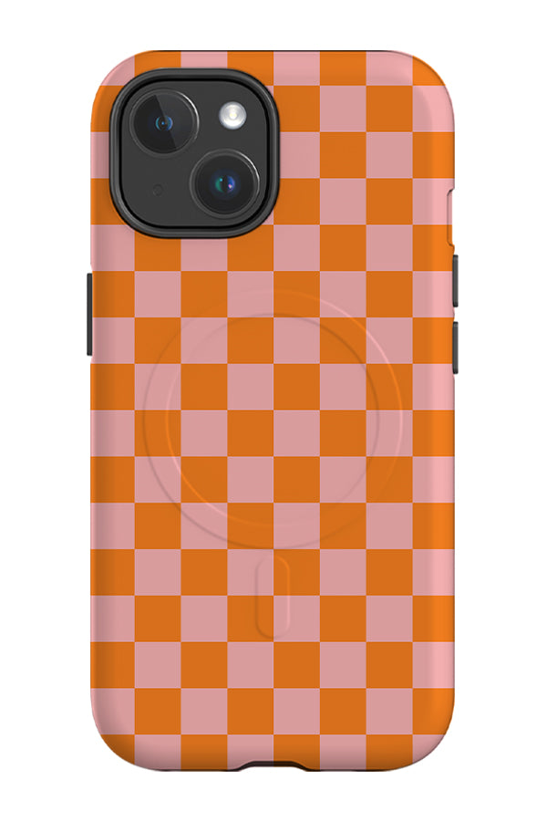 Checkered MagSafe Phone Case (Orange Pink)