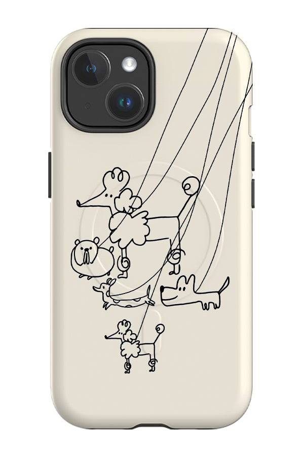 Doodle Dogs on Lead MagSafe Phone Case (Cream) | Harper & Blake