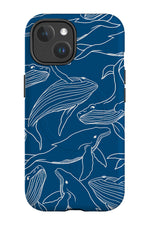 Humpback Whale Line Art MagSafe Phone Case (Blue)