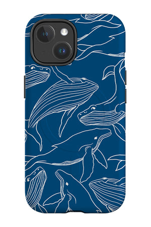 Humpback Whale Line Art MagSafe Phone Case (Blue) | Harper & Blake