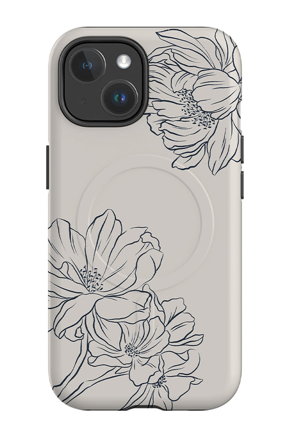 Classic Botanical Peonies MagSafe Phone Case (Off White Blue) | Harper & Blake