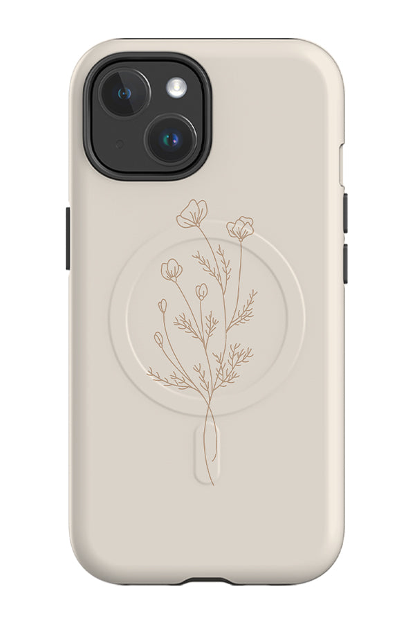 Modern Minimalist Flower MagSafe Phone Case (Beige)