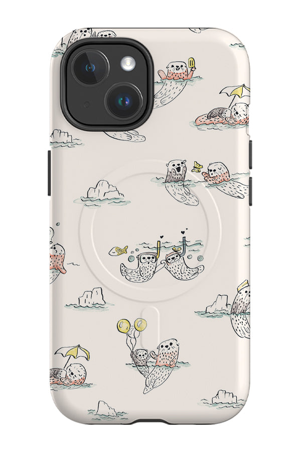 Playful Otters by Becca Story Smith MagSafe Phone Case (Beige) | Harper & Blake