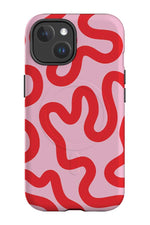 Swirl Lines Abstract MagSafe Phone Case (Pink Red)