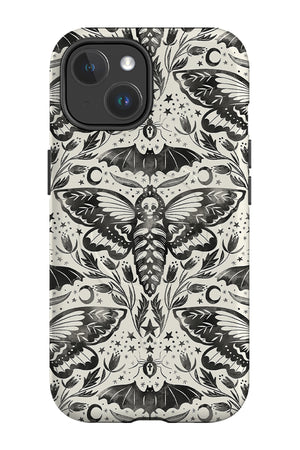 Skull Moth Damask By Rebecca Elfast MagSafe Phone Case (Monochrome) | Harper & Blake