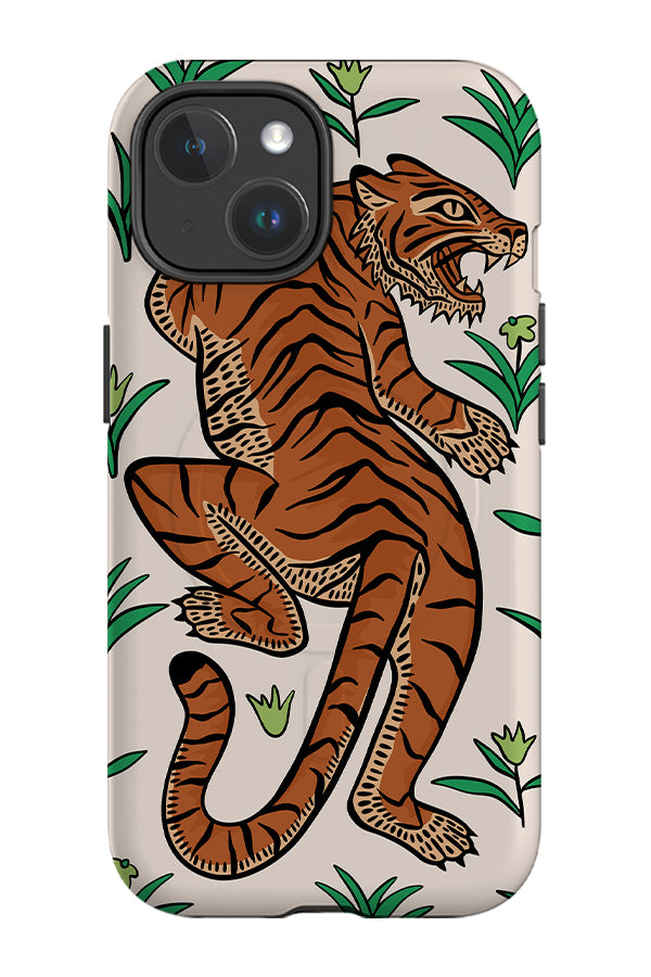 Tiger & Plants MagSafe Phone Case (Off-White) | Harper & Blake