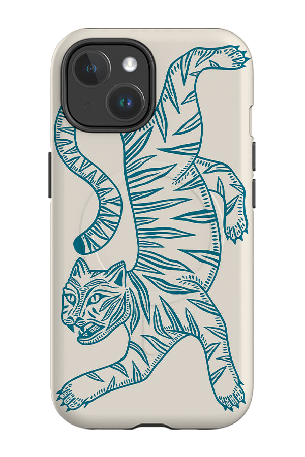 Two Tone Tiger MagSafe Phone Case (Off White & Blue) | Harper & Blake