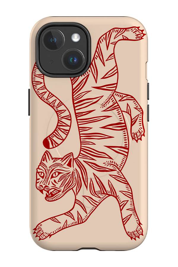 Two Tone Tiger MagSafe Phone Case (Red & Off White) | Harper & Blake