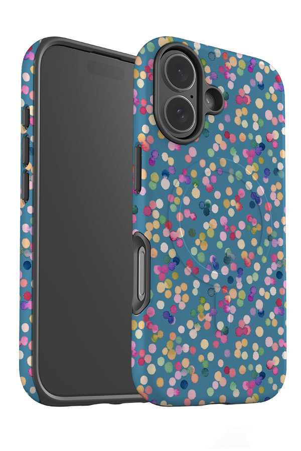 Geometric Confetti Dots By Ninola Design MagSafe Phone Case (Blue) | Harper & Blake
