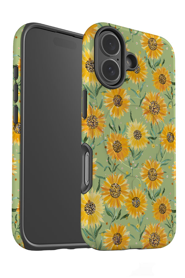 Happy Sunflowers By Ninola Design MagSafe Phone Case (Green) | Harper & Blake