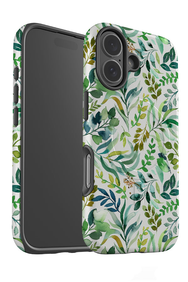 Watercolour Botanical Leaves By Ninola Design MagSafe Phone Case (Green) | Harper & Blake