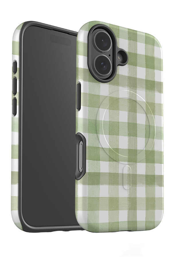 Watercolour Gingham By Ninola Design MagSafe Phone Case (Sage Green) | Harper & Blake