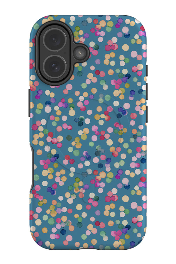 Geometric Confetti Dots By Ninola Design MagSafe Phone Case (Blue) | Harper & Blake