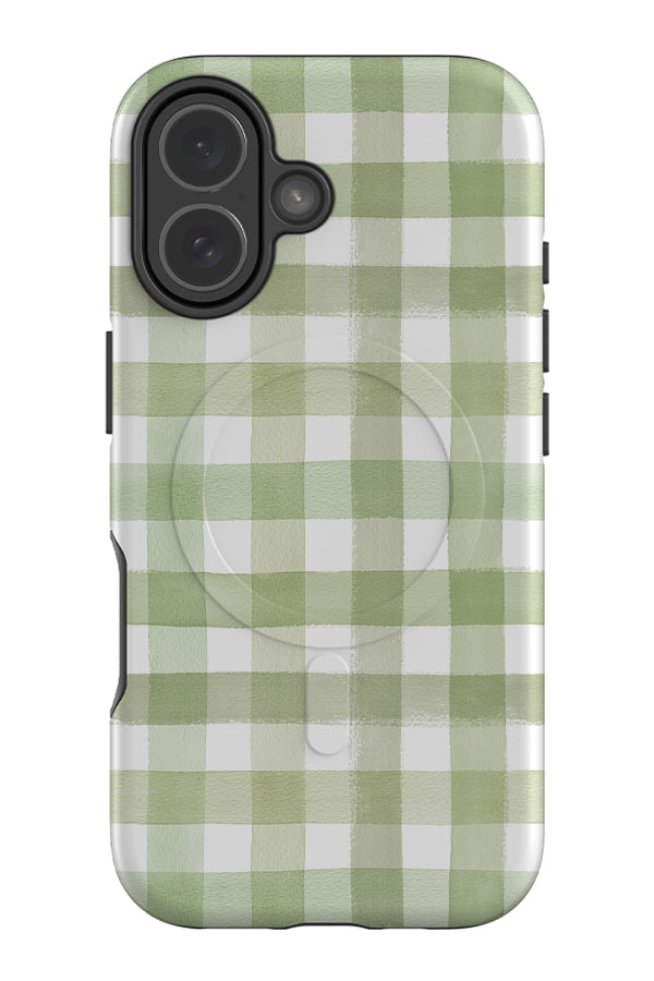 Watercolour Gingham By Ninola Design MagSafe Phone Case (Sage Green) | Harper & Blake
