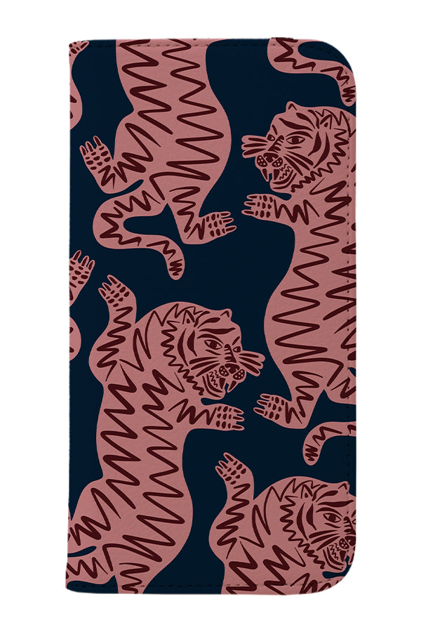 Abstract Tiger Wallet Phone Case (Dark Blue) | Harper & Blake
