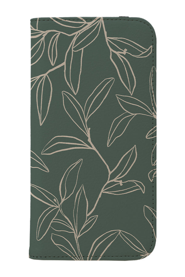 Line Art Willow Leaves Wallet Case (Green Beige) | Harper & Blake