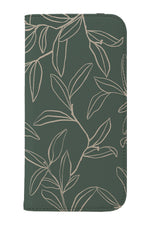 Line Art Willow Leaves Wallet Case (Green Beige)