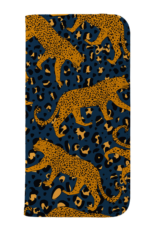 Leopard Print Animal Wallet Phone Case (Navy) | Harper & Blake