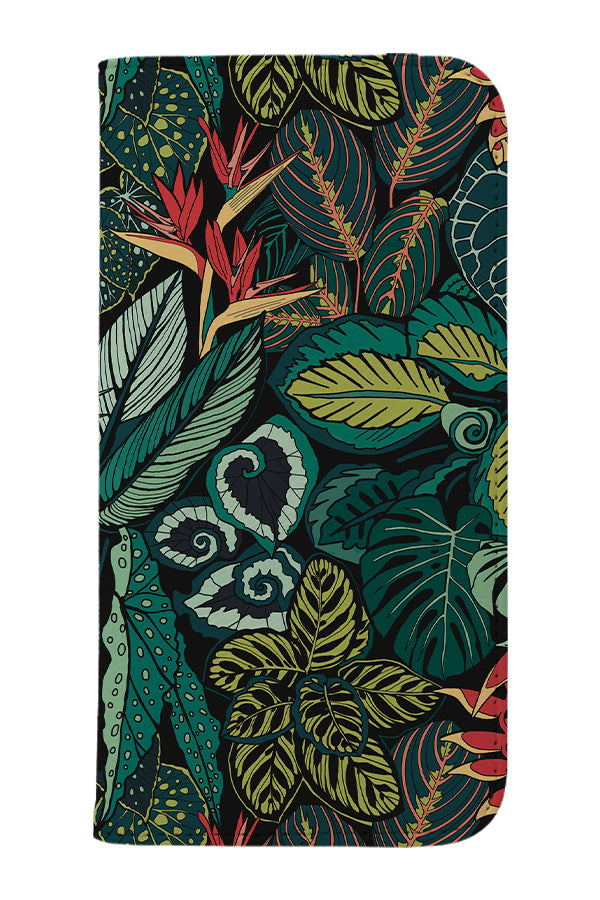 Jungle Leaves by Freya's Prints Wallet Phone Case (Green)