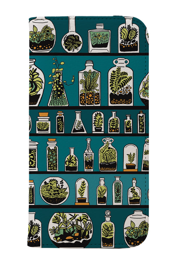 Terrarium Bottles by Freya's Prints Wallet Phone Case (Green)
