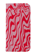 Marbled Animal Print Wallet Phone Case (Pink & Red)