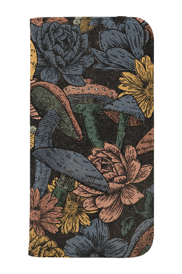 Mushrooms Flowers Wallet Case (Blue Black) | Harper & Blake