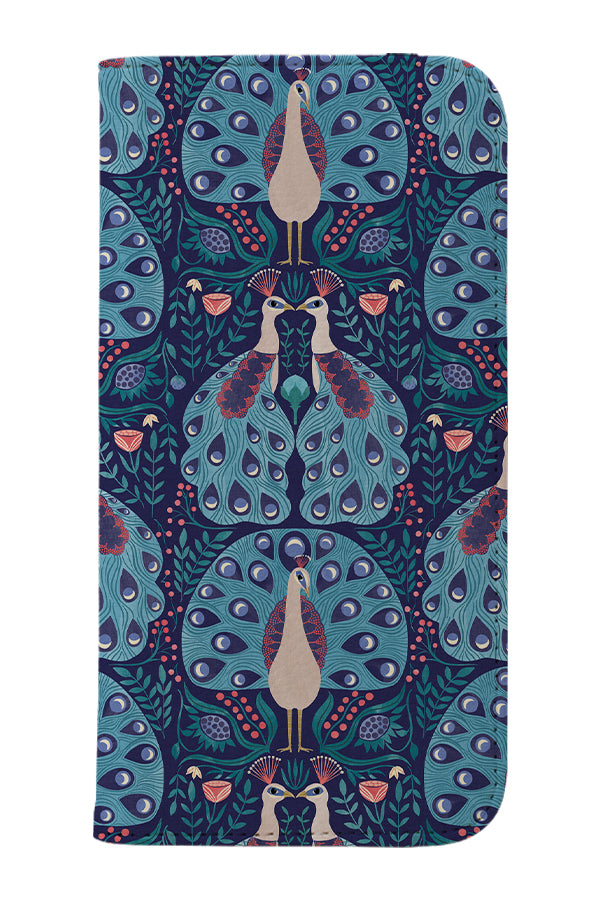 Peacocks Folk Style by Michele Norris Wallet Phone Case (Blue) | Harper & Blake