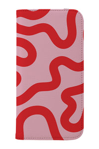 Swirl Lines Abstract Wallet Phone Case (Pink Red) | Harper & Blake