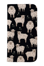 Sheep Print Wallet Phone Case (Black)