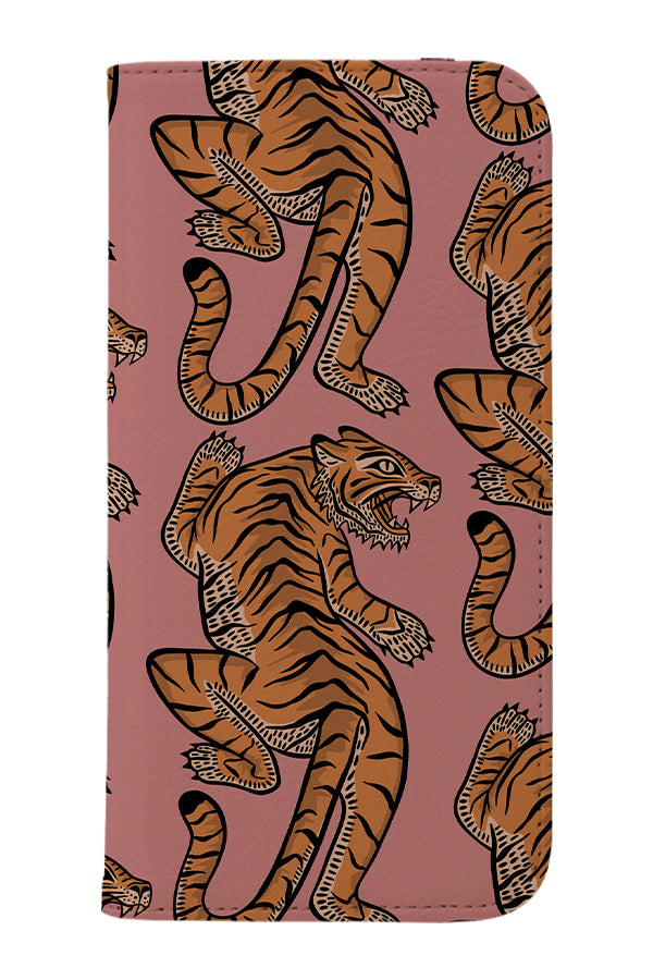 Tiger & Plants Wallet Phone Case (Pink) | Harper & Blake 