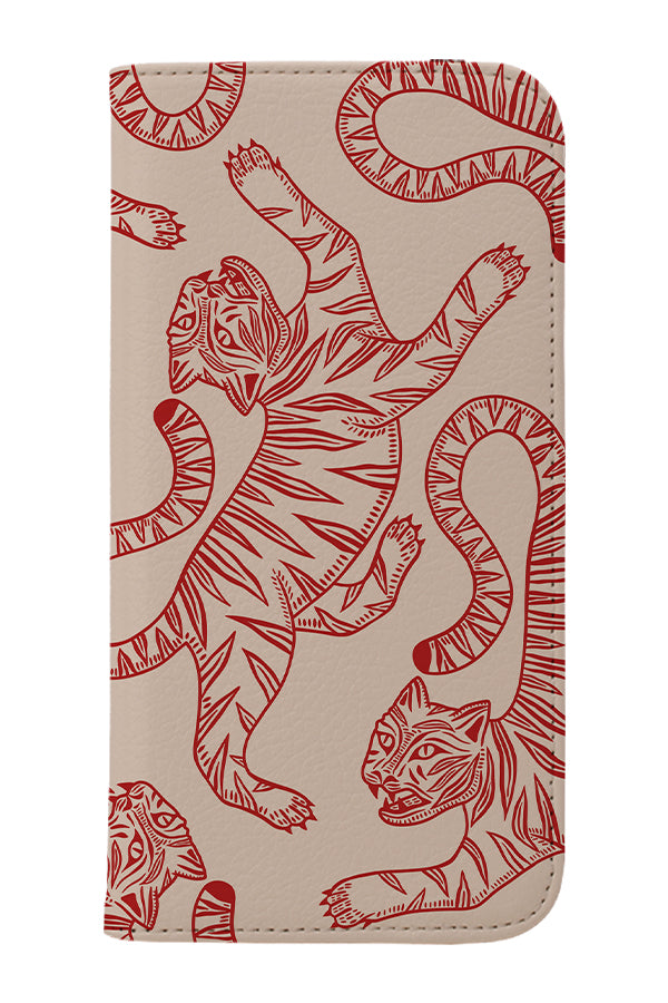 Two Tone Tiger Wallet Phone Case (Red) | Harper & Blake 