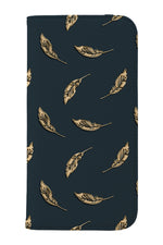 Gold Feather Wallet Case (Dark)