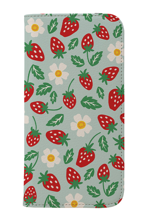 Strawberry Love by Helen Bowler Wallet Phone Case (Green) | Harper & Blake