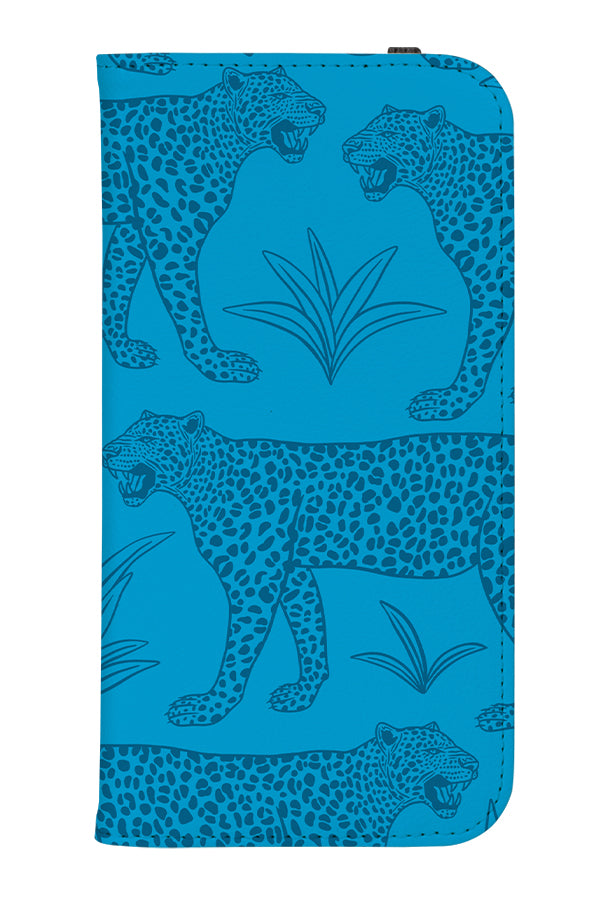 Leopard Scatter Wallet Phone Case (Bright Blue) | Harper & Blake 